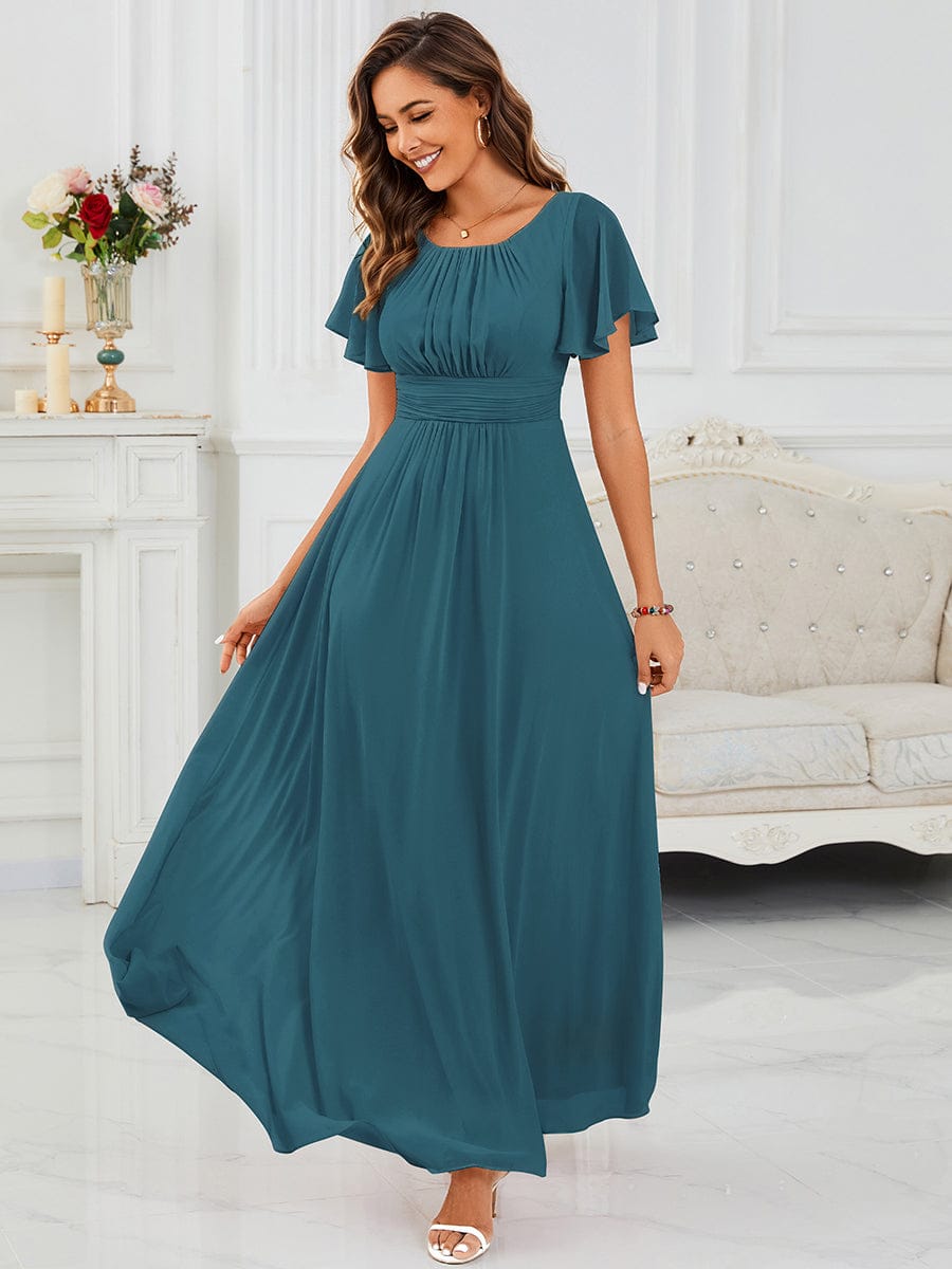 ever KIMORA|Maxi Chiffon Ruffles Sleeve Wedding Guest Dress