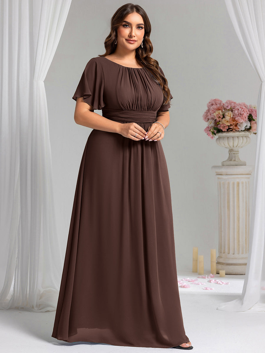 ever KIMORA|Maxi Chiffon Ruffles Sleeve Wedding Guest Dress