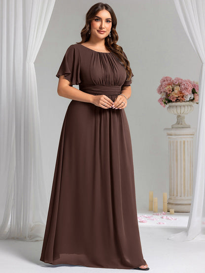 pretty KIMORA|Plus Size Printed Chiffon Pleated Maxi Wedding Guest Dress