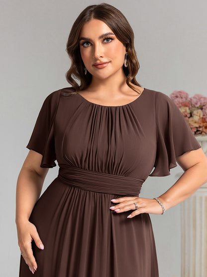pretty KIMORA|Plus Size Printed Chiffon Pleated Maxi Wedding Guest Dress