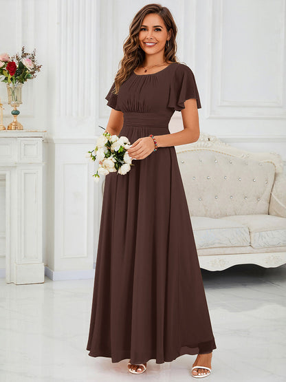 ever KIMORA|Maxi Chiffon Ruffles Sleeve Wedding Guest Dress
