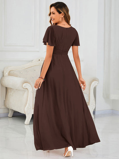 ever KIMORA|Maxi Chiffon Ruffles Sleeve Wedding Guest Dress