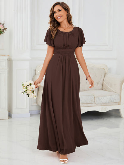 ever KIMORA|Maxi Chiffon Ruffles Sleeve Wedding Guest Dress