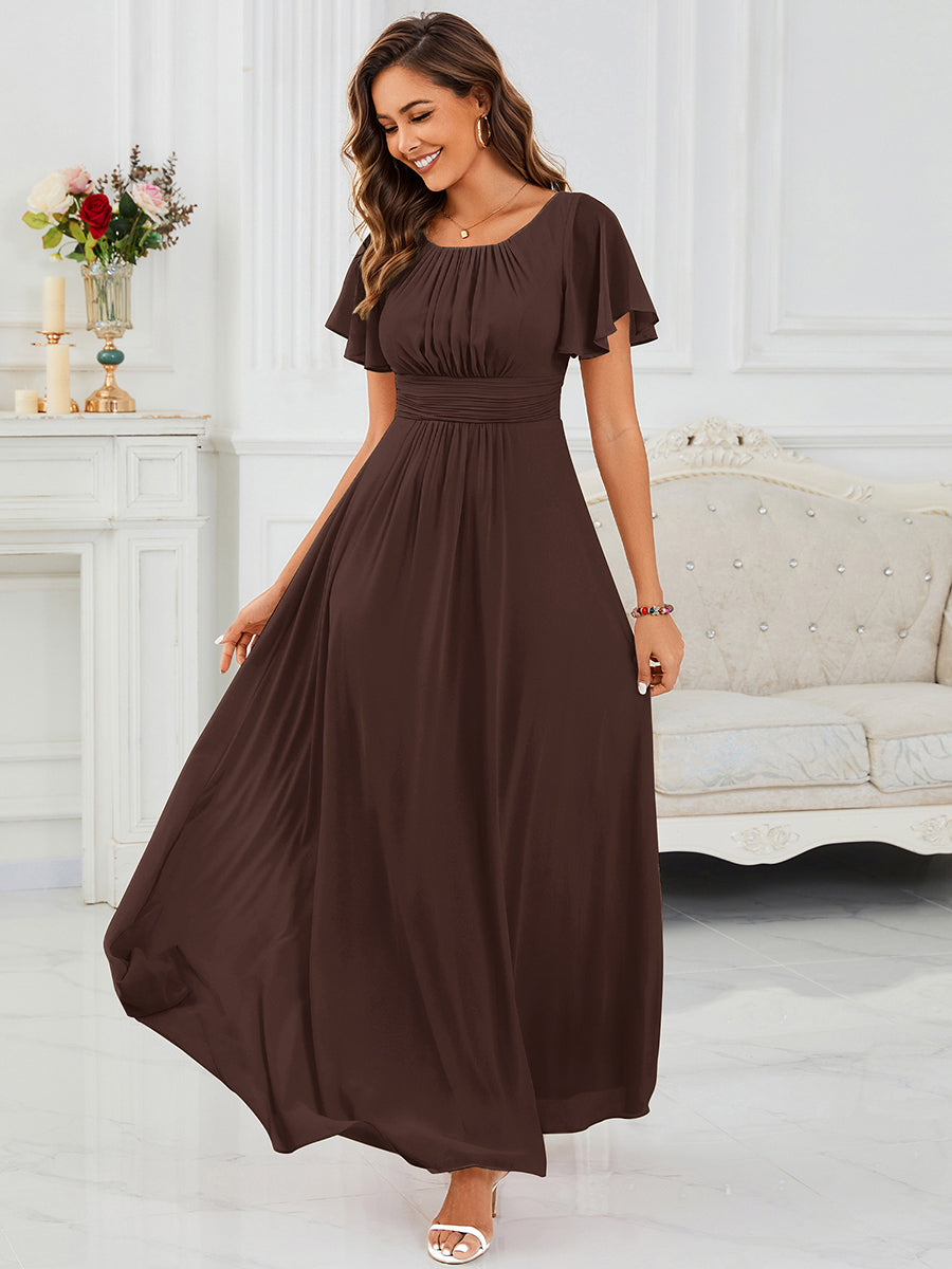 ever KIMORA|Maxi Chiffon Ruffles Sleeve Wedding Guest Dress