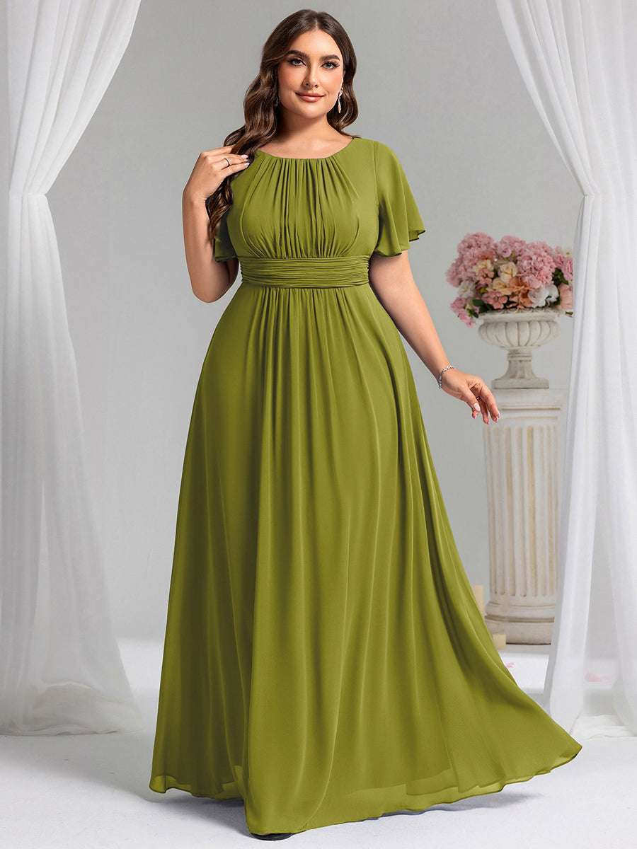 pretty KIMORA|Plus Size Printed Chiffon Pleated Maxi Wedding Guest Dress