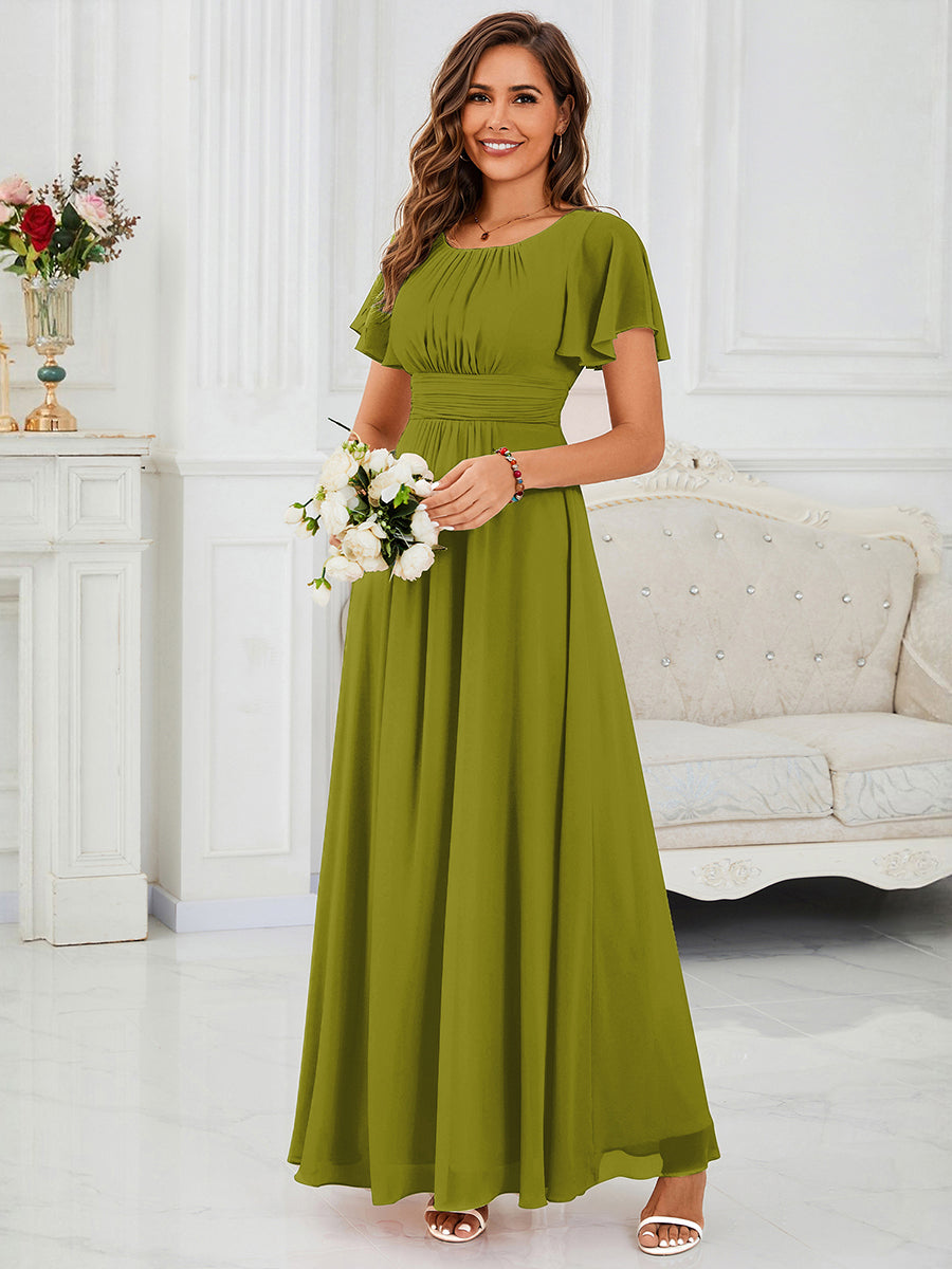 ever KIMORA|Maxi Chiffon Ruffles Sleeve Wedding Guest Dress