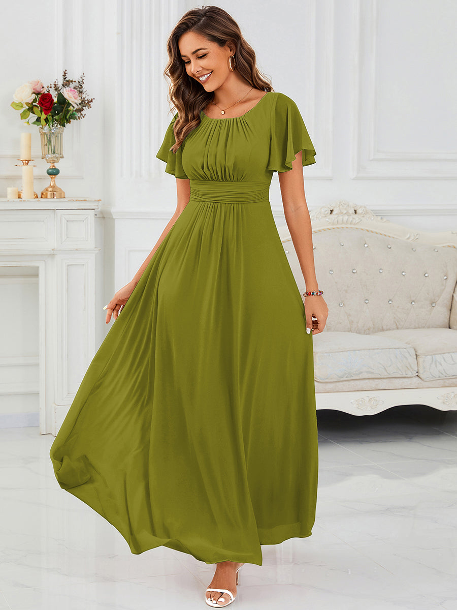ever KIMORA|Maxi Chiffon Ruffles Sleeve Wedding Guest Dress