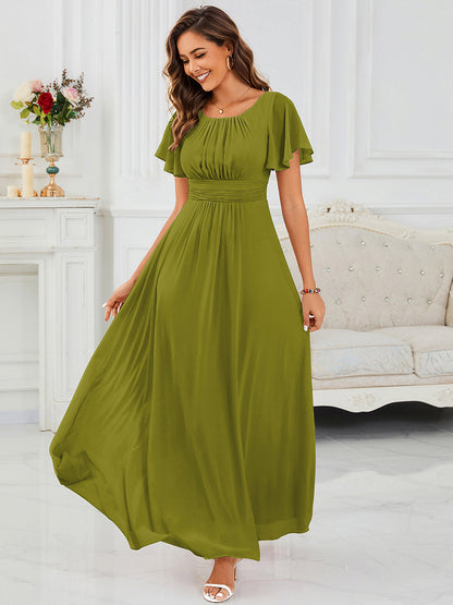 ever KIMORA|Maxi Chiffon Ruffles Sleeve Wedding Guest Dress