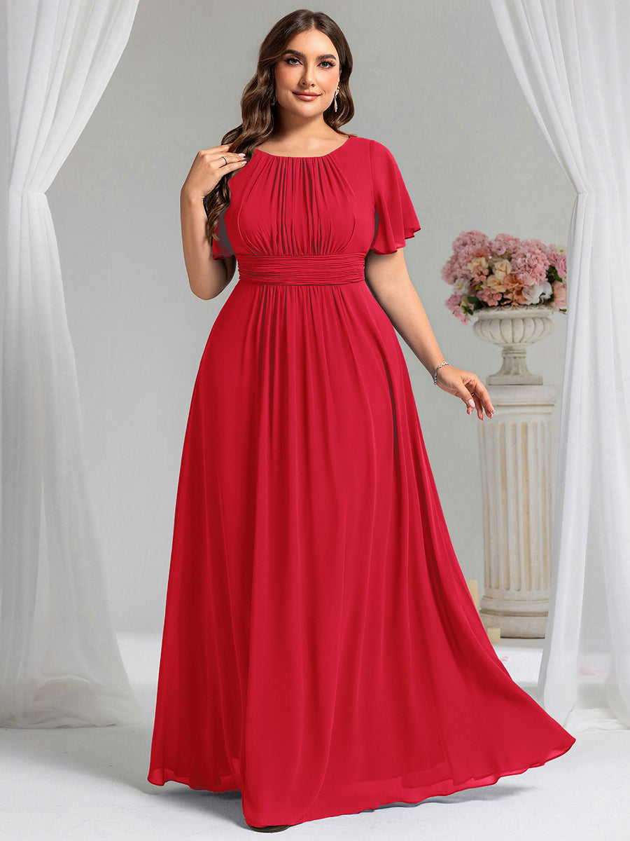 ever KIMORA|Maxi Chiffon Ruffles Sleeve Wedding Guest Dress