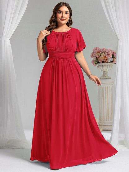 ever KIMORA|Maxi Chiffon Ruffles Sleeve Wedding Guest Dress