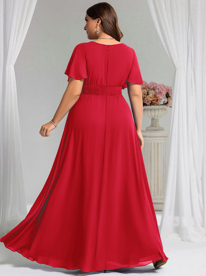 ever KIMORA|Maxi Chiffon Ruffles Sleeve Wedding Guest Dress
