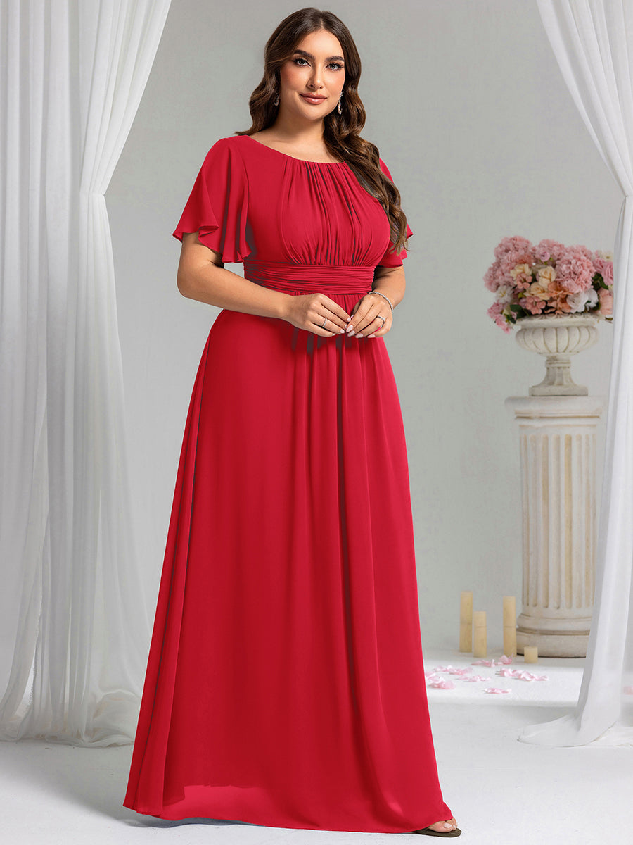 ever KIMORA|Maxi Chiffon Ruffles Sleeve Wedding Guest Dress