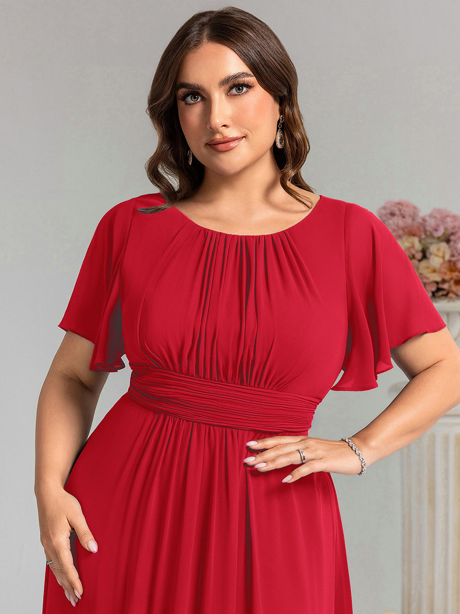 pretty KIMORA|Plus Size Printed Chiffon Pleated Maxi Wedding Guest Dress