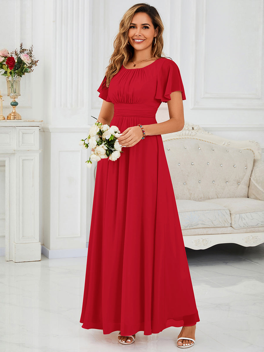 ever KIMORA|Maxi Chiffon Ruffles Sleeve Wedding Guest Dress