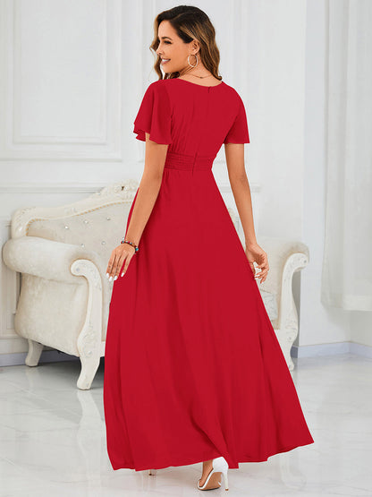 ever KIMORA|Maxi Chiffon Ruffles Sleeve Wedding Guest Dress