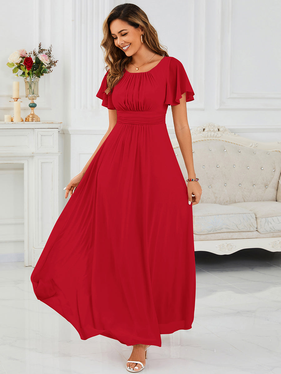 ever KIMORA|Maxi Chiffon Ruffles Sleeve Wedding Guest Dress