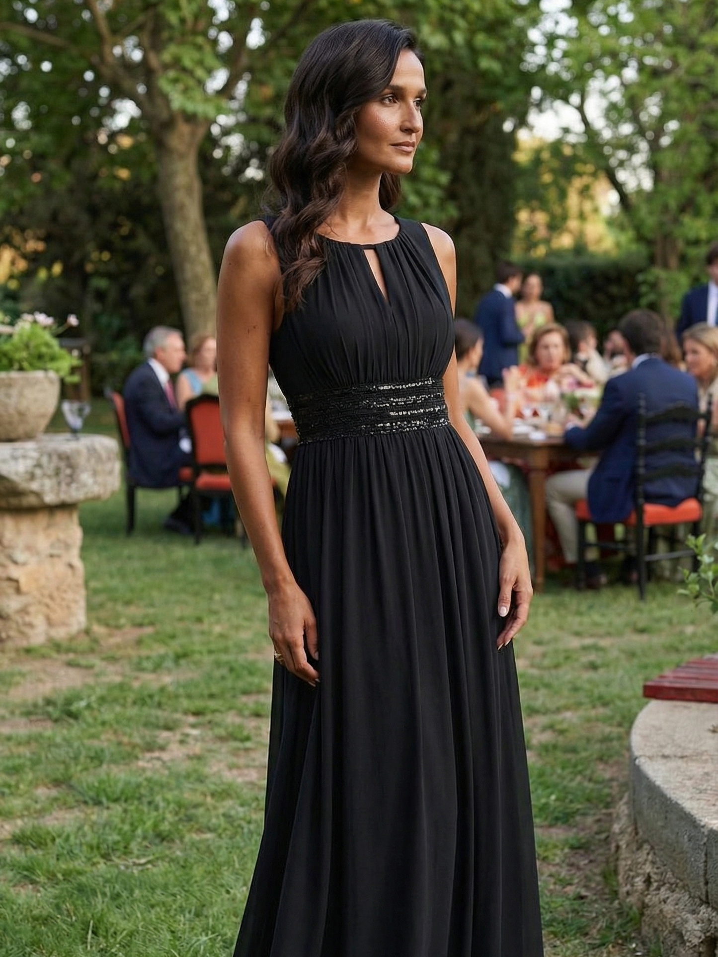 ever KALIA|Hollow Out Sleeveless Maxi Wedding Guest Dress