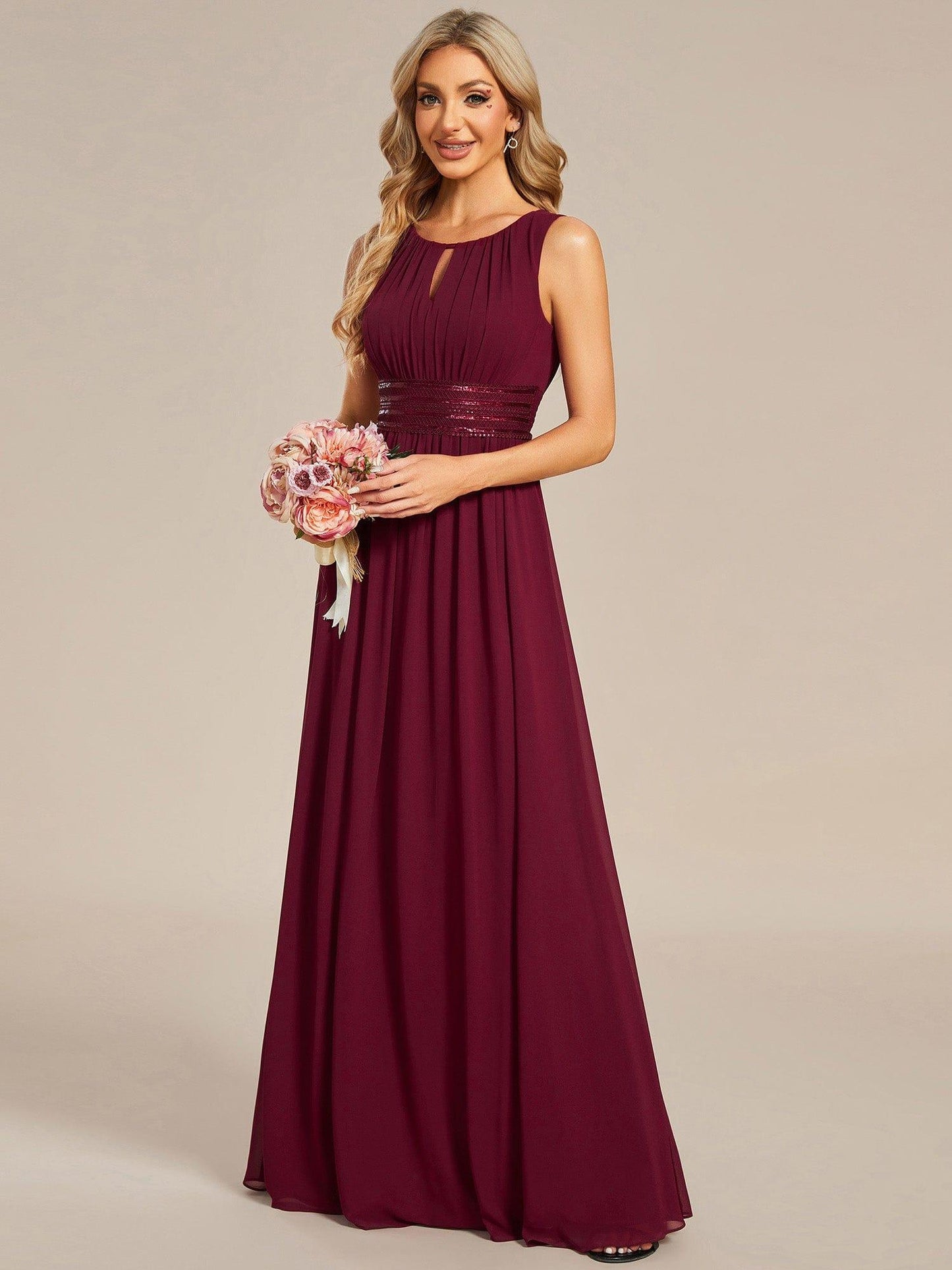 ever KALIA|Hollow Out Sleeveless Maxi Wedding Guest Dress
