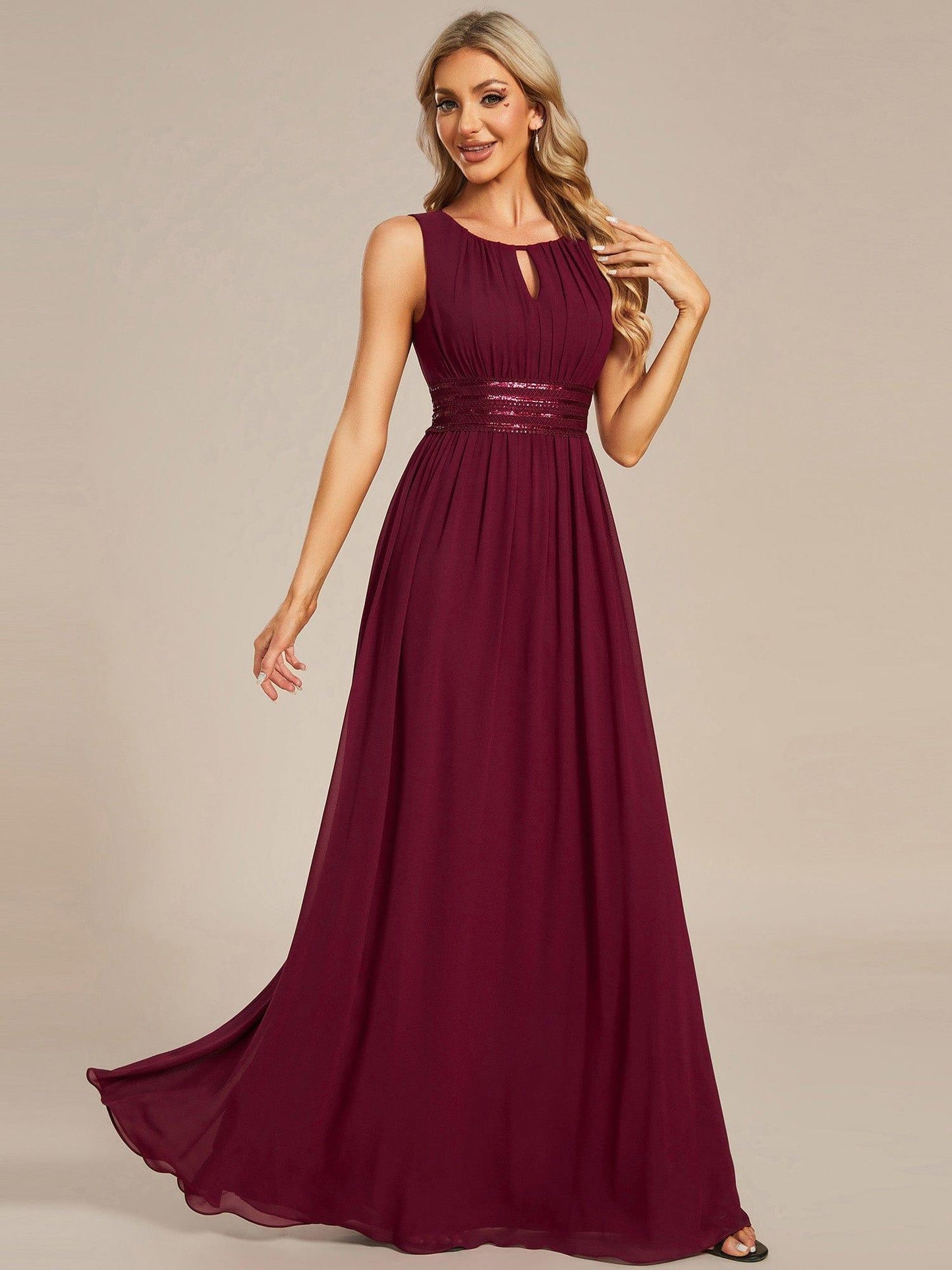 ever KALIA|Hollow Out Sleeveless Maxi Wedding Guest Dress