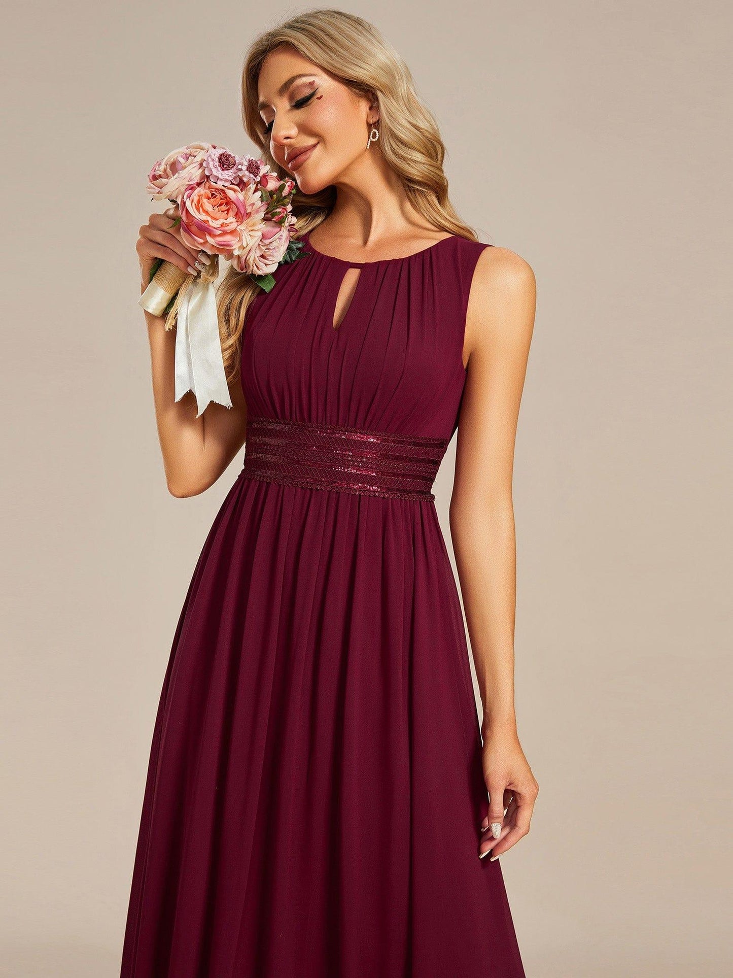 ever KALIA|Hollow Out Sleeveless Maxi Wedding Guest Dress
