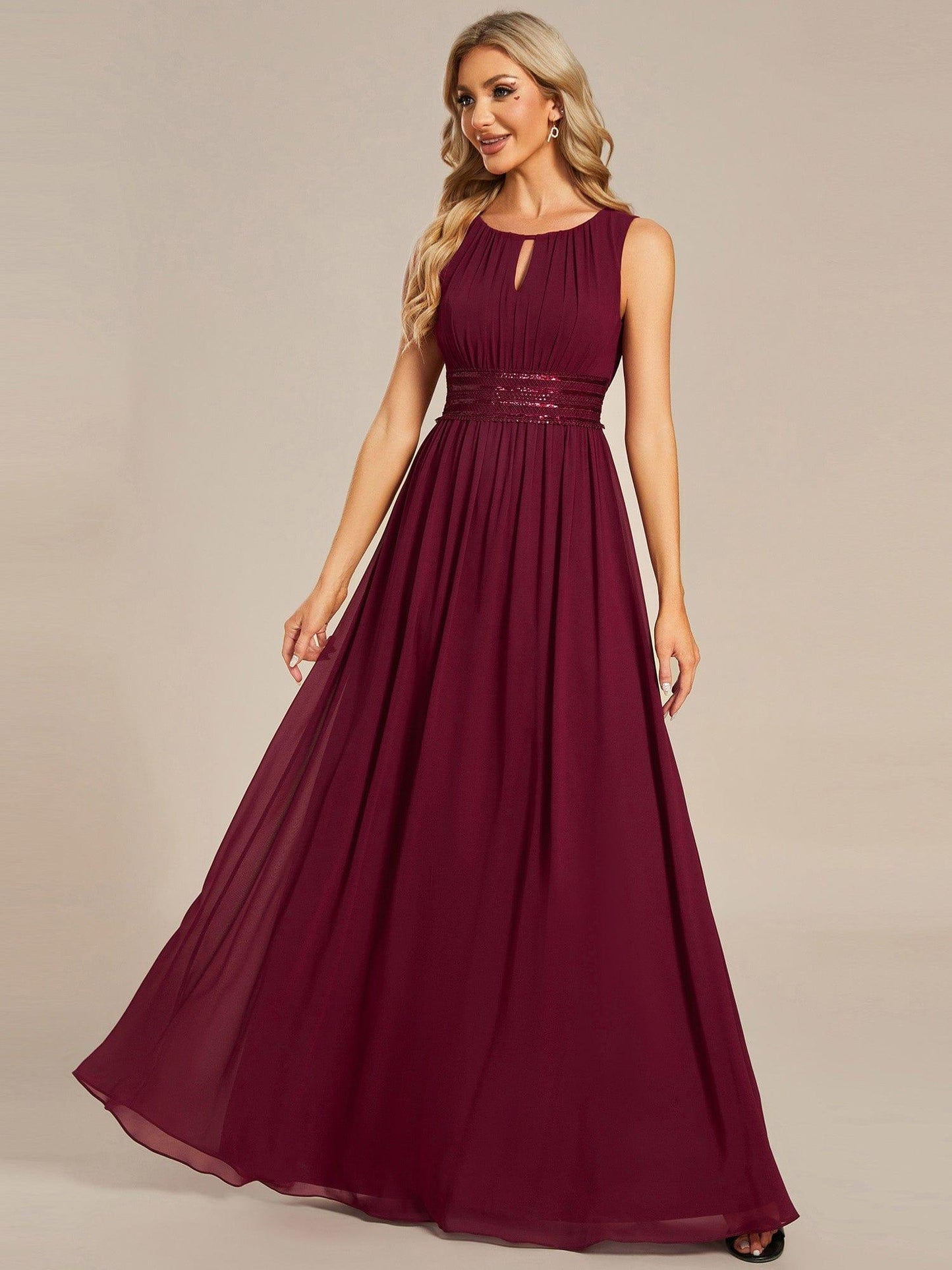ever KALIA|Hollow Out Sleeveless Maxi Wedding Guest Dress