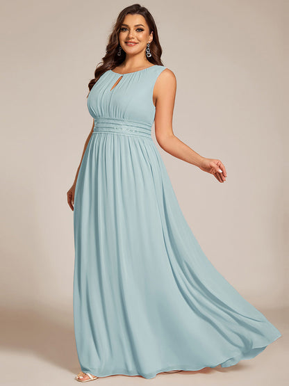 pretty KALIA|Plus Size Hollow Out Sleeveless Empire Waist Chiffon Bridesmaid Dress