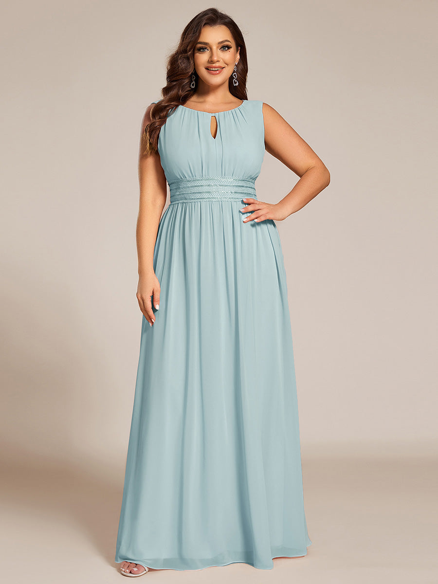 ever KALIA|Simple Sleeveless A-line Chiffon Bridesmaid Dress with Hollow Out Detail