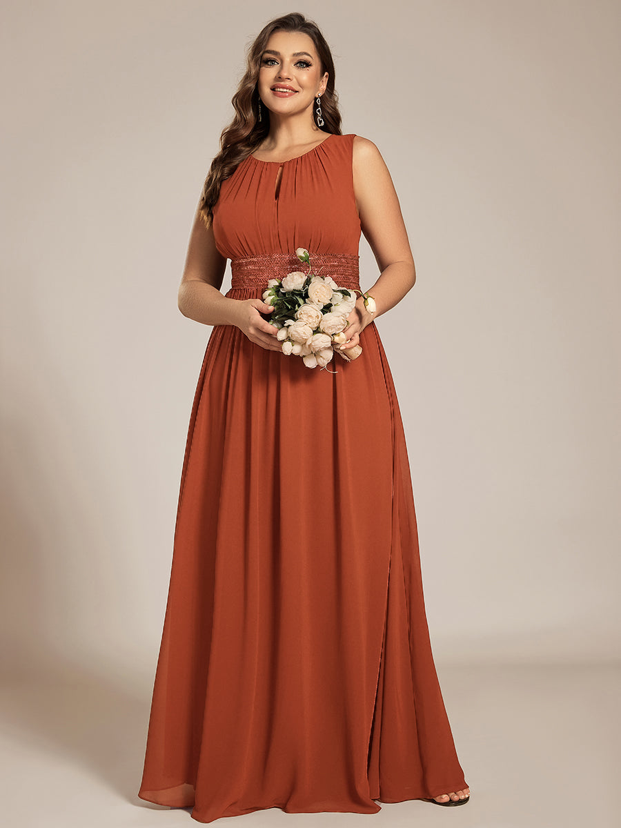 ever KALIA|Simple Sleeveless A-line Chiffon Bridesmaid Dress with Hollow Out Detail