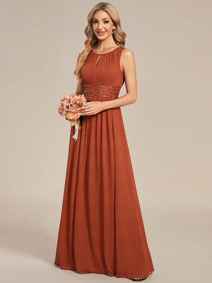 ever KALIA|Simple Sleeveless A-line Chiffon Bridesmaid Dress with Hollow Out Detail