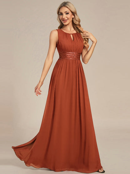 ever KALIA|Simple Sleeveless A-line Chiffon Bridesmaid Dress with Hollow Out Detail