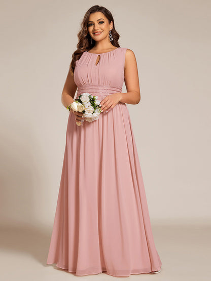 ever KALIA|Simple Sleeveless A-line Chiffon Bridesmaid Dress with Hollow Out Detail