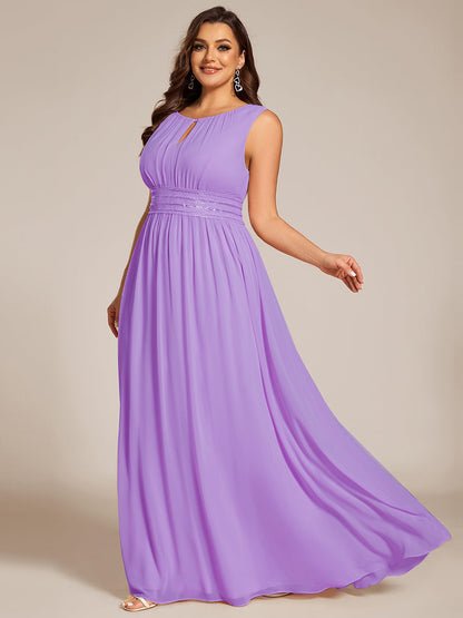 ever KALIA|Simple Sleeveless A-line Chiffon Bridesmaid Dress with Hollow Out Detail