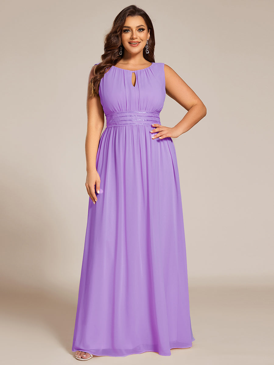 ever KALIA|Simple Sleeveless A-line Chiffon Bridesmaid Dress with Hollow Out Detail