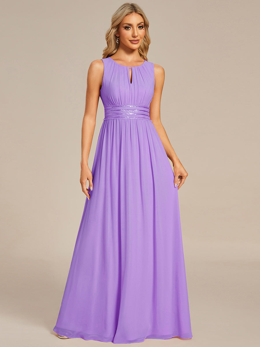ever KALIA|Simple Sleeveless A-line Chiffon Bridesmaid Dress with Hollow Out Detail