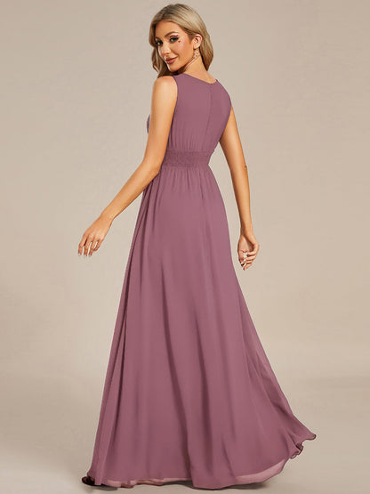 ever KALIA|Simple Sleeveless A-line Chiffon Bridesmaid Dress with Hollow Out Detail