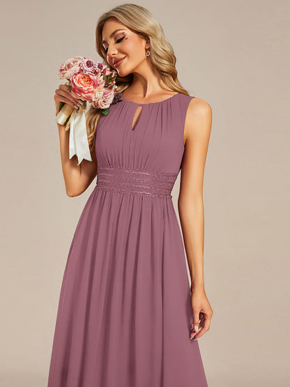 ever KALIA|Simple Sleeveless A-line Chiffon Bridesmaid Dress with Hollow Out Detail
