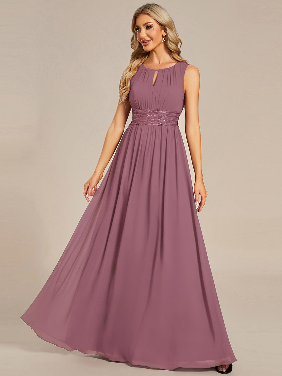 ever KALIA|Simple Sleeveless A-line Chiffon Bridesmaid Dress with Hollow Out Detail