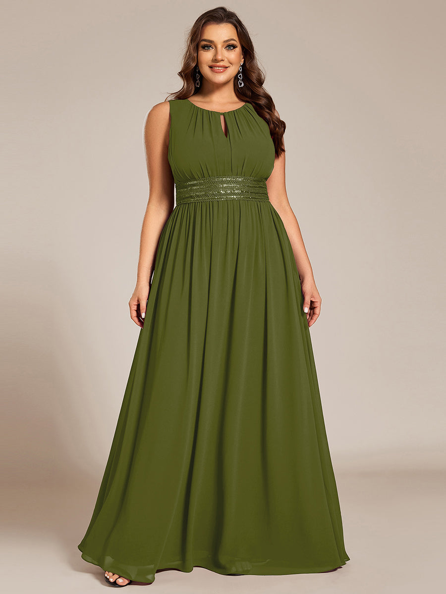 ever KALIA|Simple Sleeveless A-line Chiffon Bridesmaid Dress with Hollow Out Detail