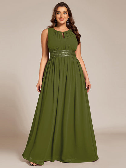 ever KALIA|Simple Sleeveless A-line Chiffon Bridesmaid Dress with Hollow Out Detail