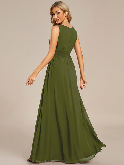 ever KALIA|Simple Sleeveless A-line Chiffon Bridesmaid Dress with Hollow Out Detail