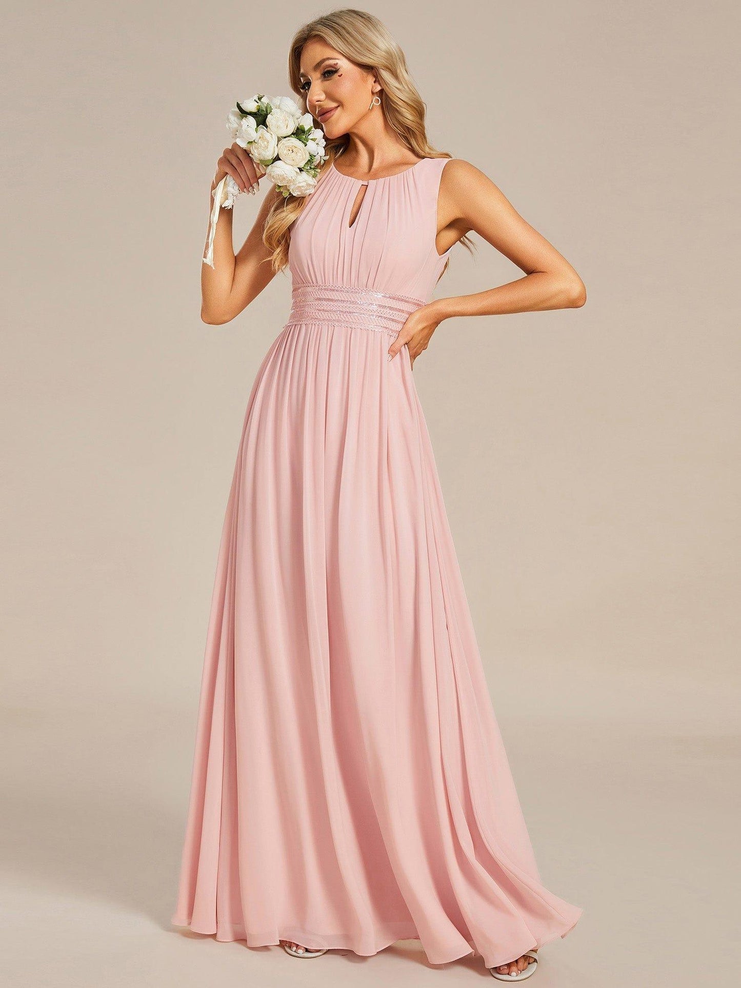 ever KALIA|Hollow Out Sleeveless Maxi Wedding Guest Dress