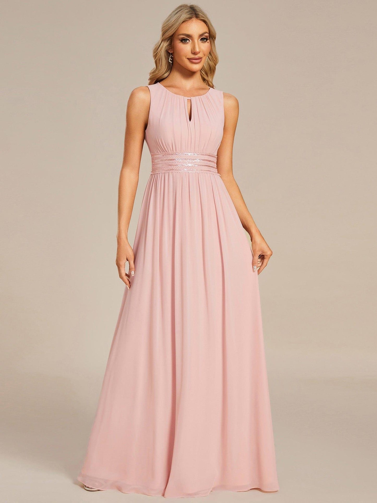 ever KALIA|Hollow Out Sleeveless Maxi Wedding Guest Dress