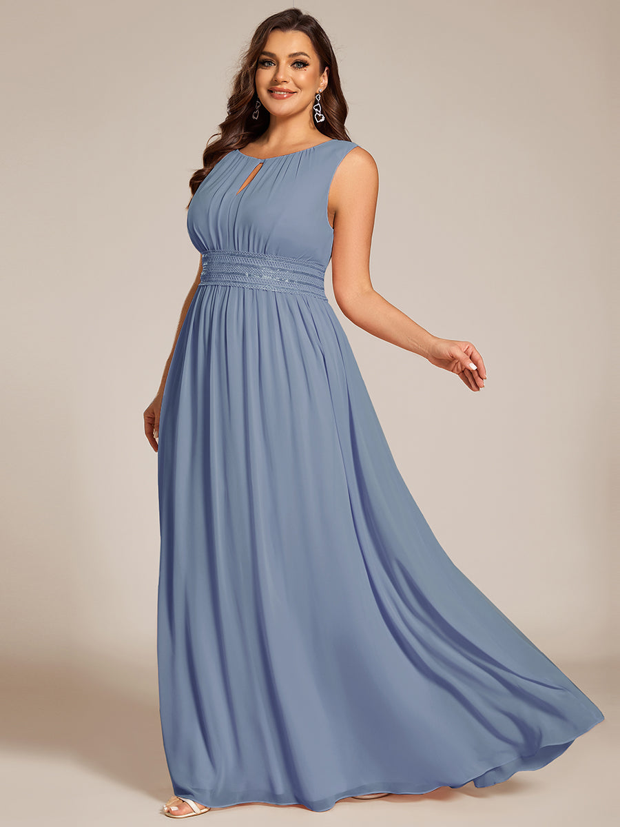 ever KALIA|Simple Sleeveless A-line Chiffon Bridesmaid Dress with Hollow Out Detail