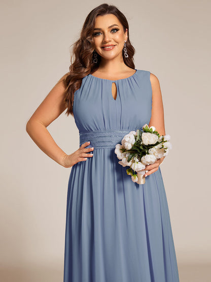 ever KALIA|Simple Sleeveless A-line Chiffon Bridesmaid Dress with Hollow Out Detail