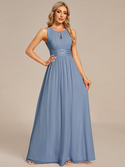 ever KALIA|Simple Sleeveless A-line Chiffon Bridesmaid Dress with Hollow Out Detail