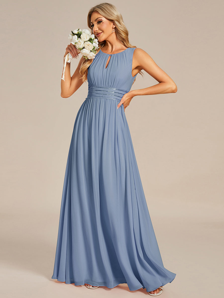 ever KALIA|Simple Sleeveless A-line Chiffon Bridesmaid Dress with Hollow Out Detail