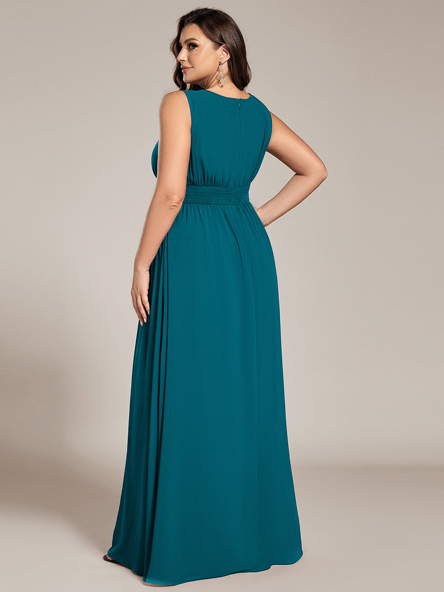 pretty KALIA|Plus Size Hollow Out Sleeveless Empire Waist Chiffon Bridesmaid Dress