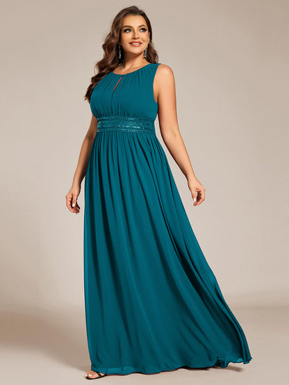 ever KALIA|Simple Sleeveless A-line Chiffon Bridesmaid Dress with Hollow Out Detail