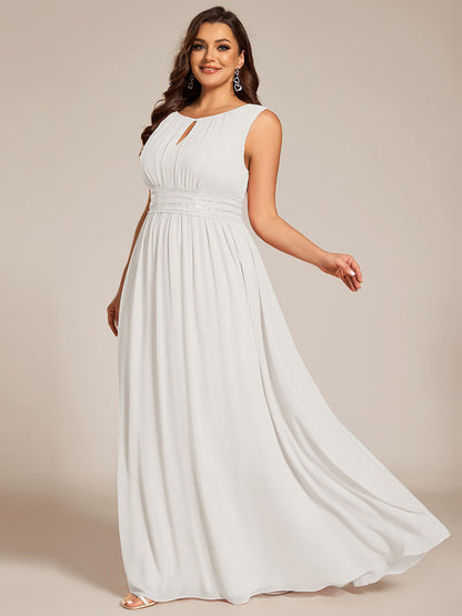 pretty KALIA|Plus Size Hollow Out Sleeveless Empire Waist Chiffon Bridesmaid Dress