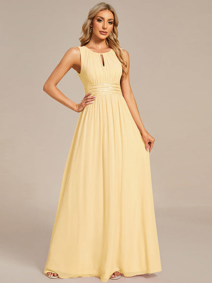 ever KALIA|Simple Sleeveless A-line Chiffon Bridesmaid Dress with Hollow Out Detail